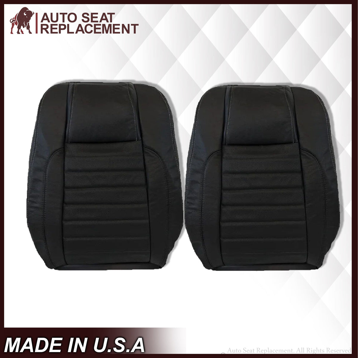 2010-2014 Ford Mustang GT Convertible Replacement Seat Cover In Charcoal Black "Black" : Choose From Variation