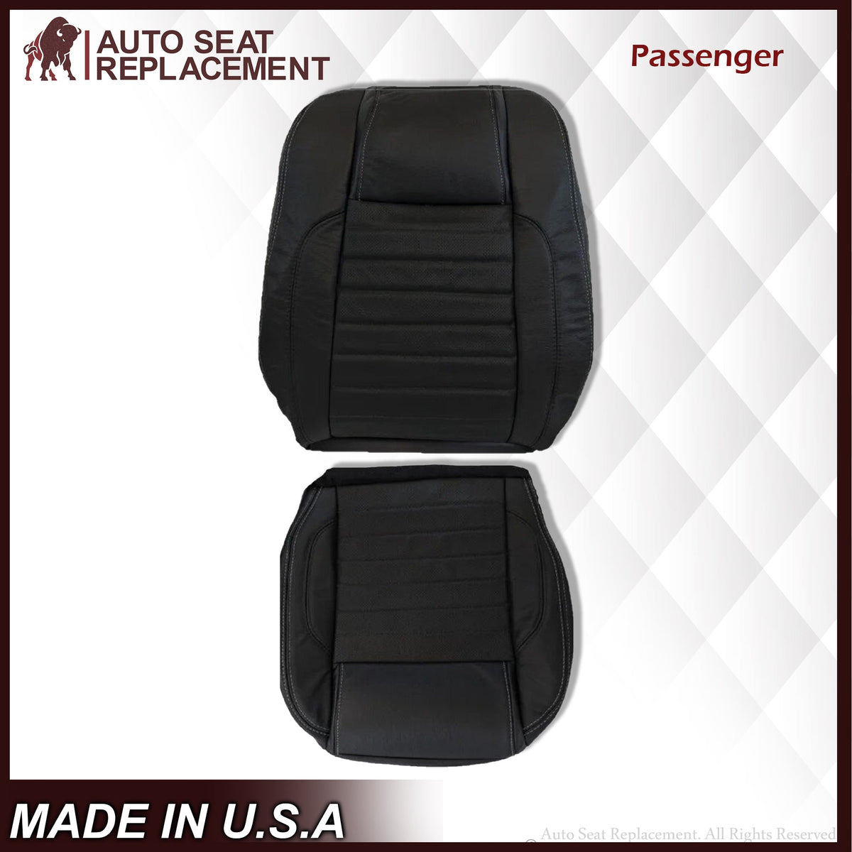 2010-2014 Ford Mustang GT Convertible Replacement Seat Cover In Charcoal Black "Black" : Choose From Variation