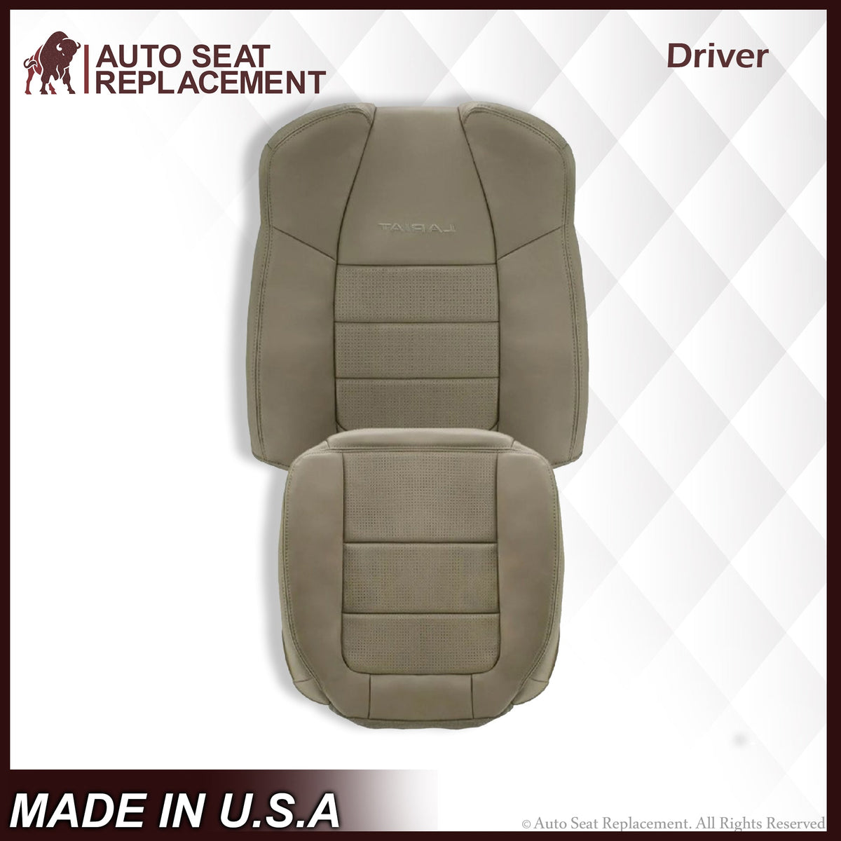 2001 2002 2003 Ford F350/F250 Lariat Extended Cab Perforated Leather Seat Cover in Tan