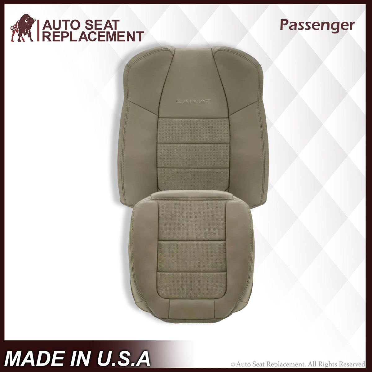2001 2002 2003 Ford F350/F250 Lariat Extended Cab Perforated Leather Seat Cover in Tan
