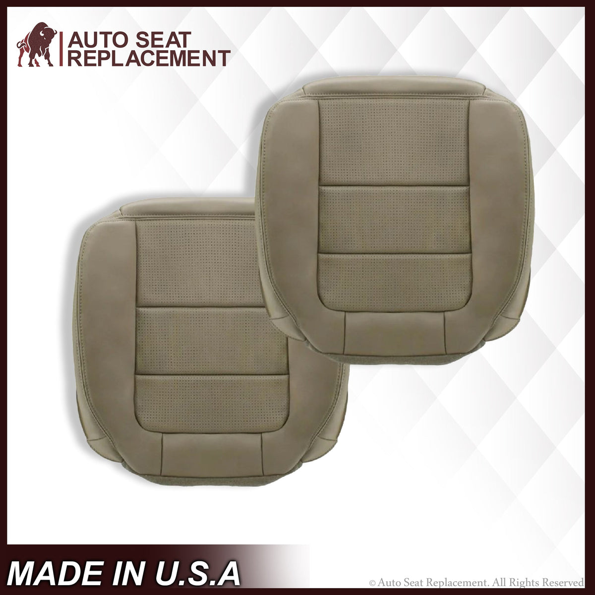 2001 2002 2003 Ford F350/F250 Lariat Extended Cab Perforated Leather Seat Cover in Tan