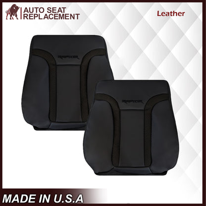 2010 - 2014 Ford F150 Raptor Perforated Seat Cover in Black With White Logo Choose: Leather or Vinyl