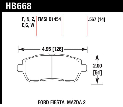 Hawk 11-12 Ford Fiesta S/SE/SEL / 11-12 Mazda 2 Sport/Touring DTC-60 Front Race Brake Pads