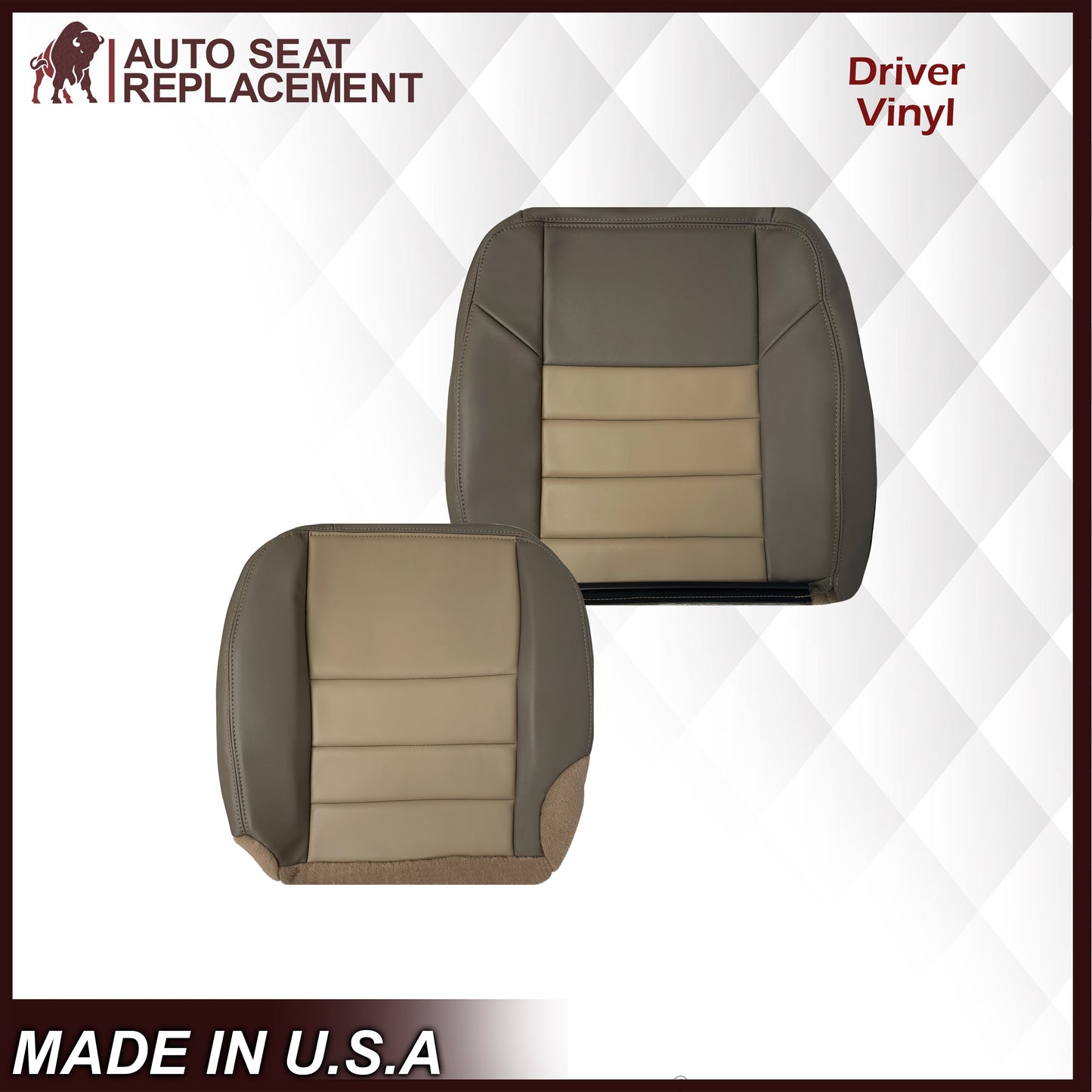 2002 2003 2004 Ford Excursion Eddie Bauer Edition Second Row 50/50 Captain Chair Seat Covers In 2 Tone Tan-Gray: Choose From Variations