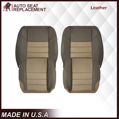 2002 2003 2004 Ford Excursion Eddie Bauer Edition Second Row 50/50 Captain Chair Seat Covers In 2 Tone Tan-Gray: Choose From Variations