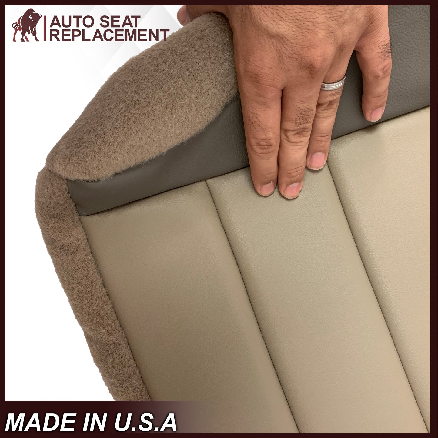 2002 2003 2004 Ford Excursion Eddie Bauer Edition Second Row 50/50 Captain Chair Seat Covers In 2 Tone Tan-Gray: Choose From Variations