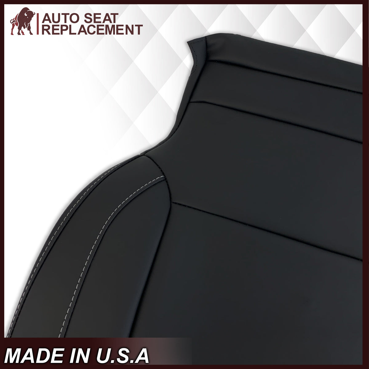 2014 2015 2016 2017 2018 2019 Chevy Silverado Tahoe Suburban & GMC Yukon Leather & Vinyl Seat Cover Replacement in Black (Jet Black)