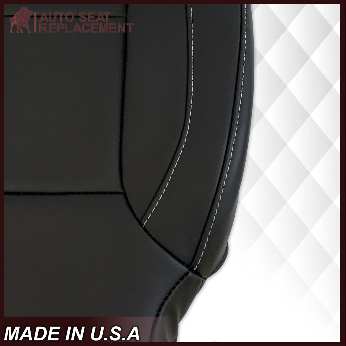 2014 2015 2016 2017 2018 2019 Chevy Silverado Tahoe Suburban & GMC Yukon Leather & Vinyl Seat Cover Replacement in Black (Jet Black)