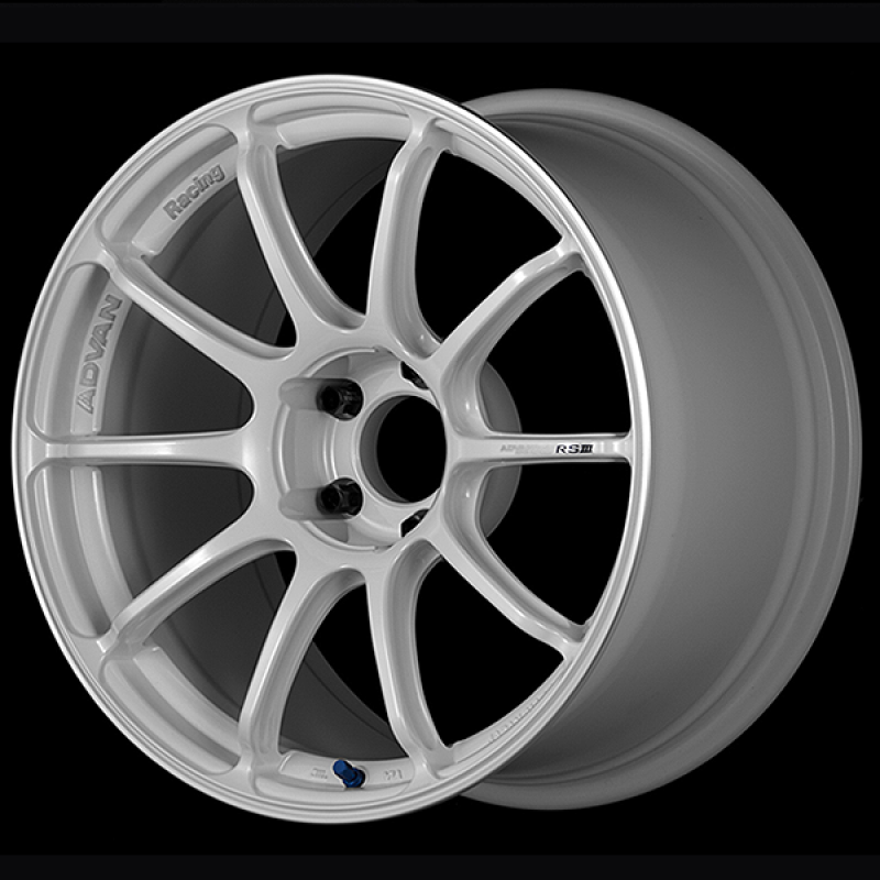 Advan RSIII 18x10.0 / +25 Offset / 5x114.3 / 73mm Bore / Racing White Metallic and Ring YA38K25EWMR