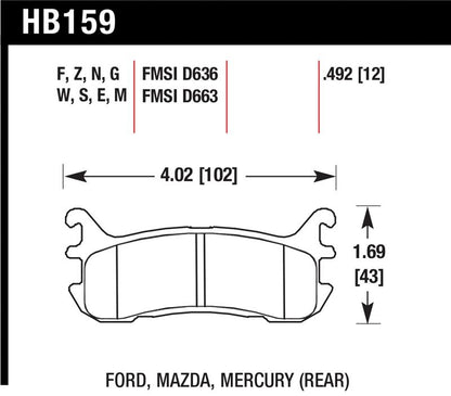 Hawk 2002-2004 Chevrolet Venture (FWD) HPS 5.0 Rear Brake Pads