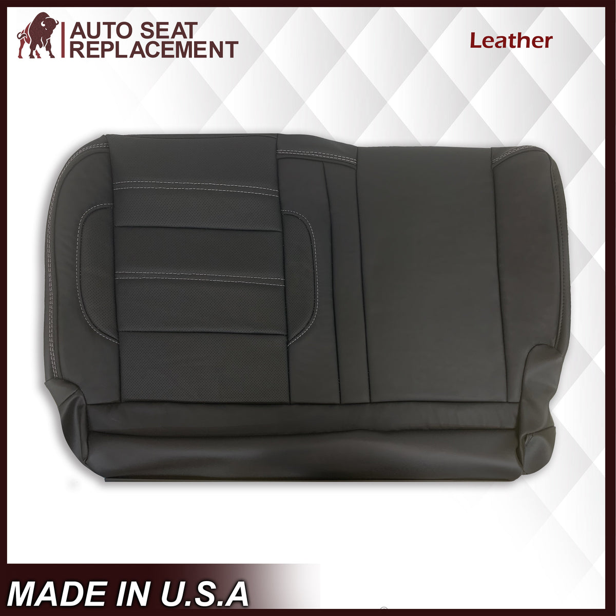 2014 2015 2016 2017 2018 2019 GMC Sierra Denali Second Row Perforated Leather Seat Cover Replacement in Black (Perforated Jet Black)