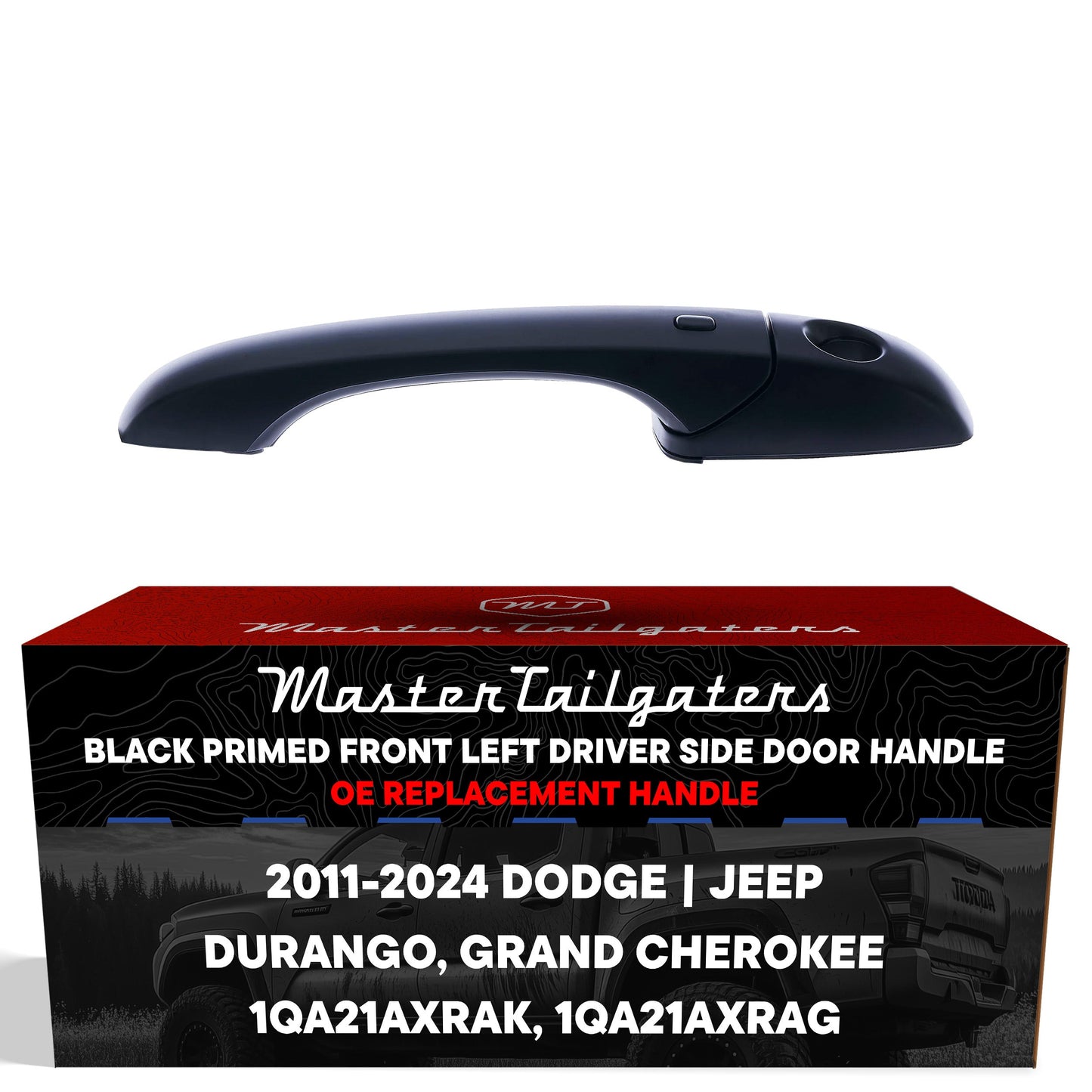 Exterior Door Handle Black Primed Replacement for Dodge Durango (2011-2024) / Jeep Grand Cherokee (2011-2024) OE Part # 1QA21AXRAK, 1QA21AXRAG | Front Left Driver Side