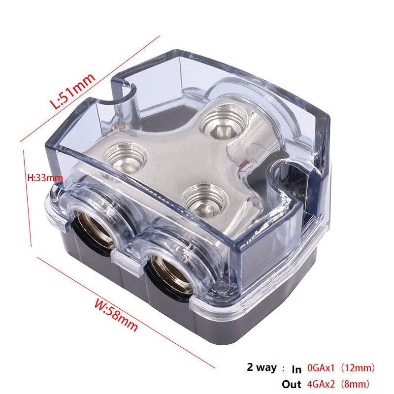 2 Way Power/Ground Distribution Blocks 1/0 AWG IN( Fits 0-4 AWG)