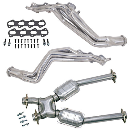 BBK 96-98 Ford Mustang Cobra 1-5/8 Long Tube Headers w/High Flow Catted X-Pipe (Silver Ceramic) 15323