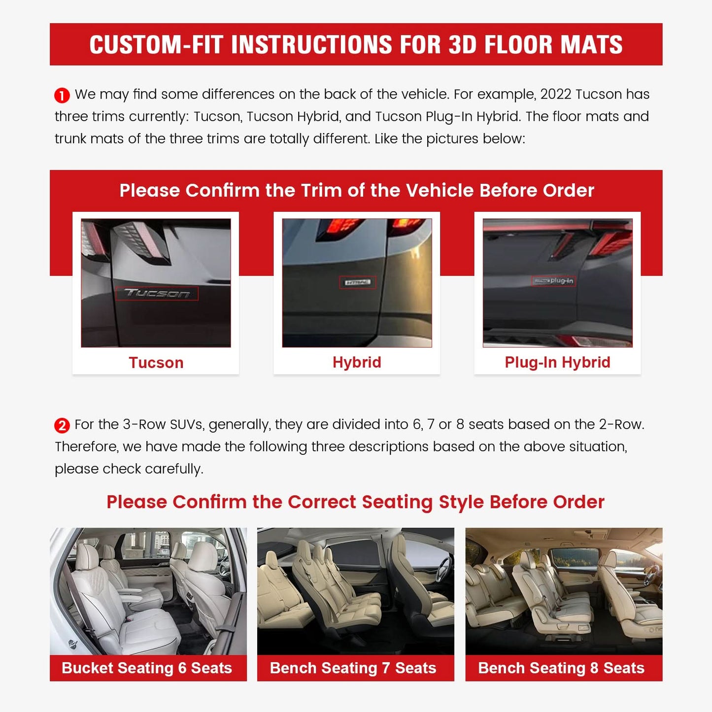 2023-2024 Kia Niro All Weather 3D Floor Mats Carpets TPE + Trunk Mat
