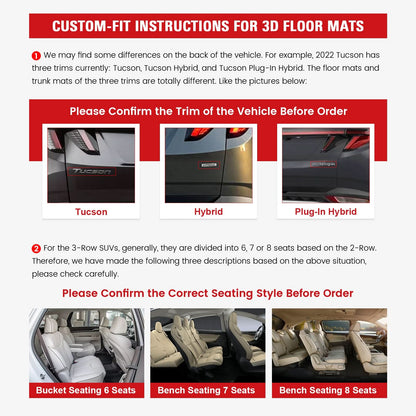 2023-2024 Toyota Prius All Weather 3D Floor Mats Liner TPE + Trunk Mat