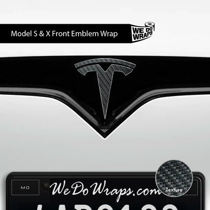 3M Carbon Fiber Tesla Emblem Decals (Front + Back) | Model X