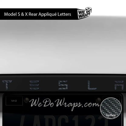 3M Carbon Fiber Tesla Emblem Decals (Front + Back) | Model X