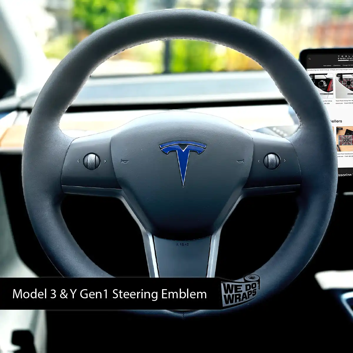 3M Deep Blue Metallic Tesla Steering Wheel Wrap | M3 2017-Jan 2024