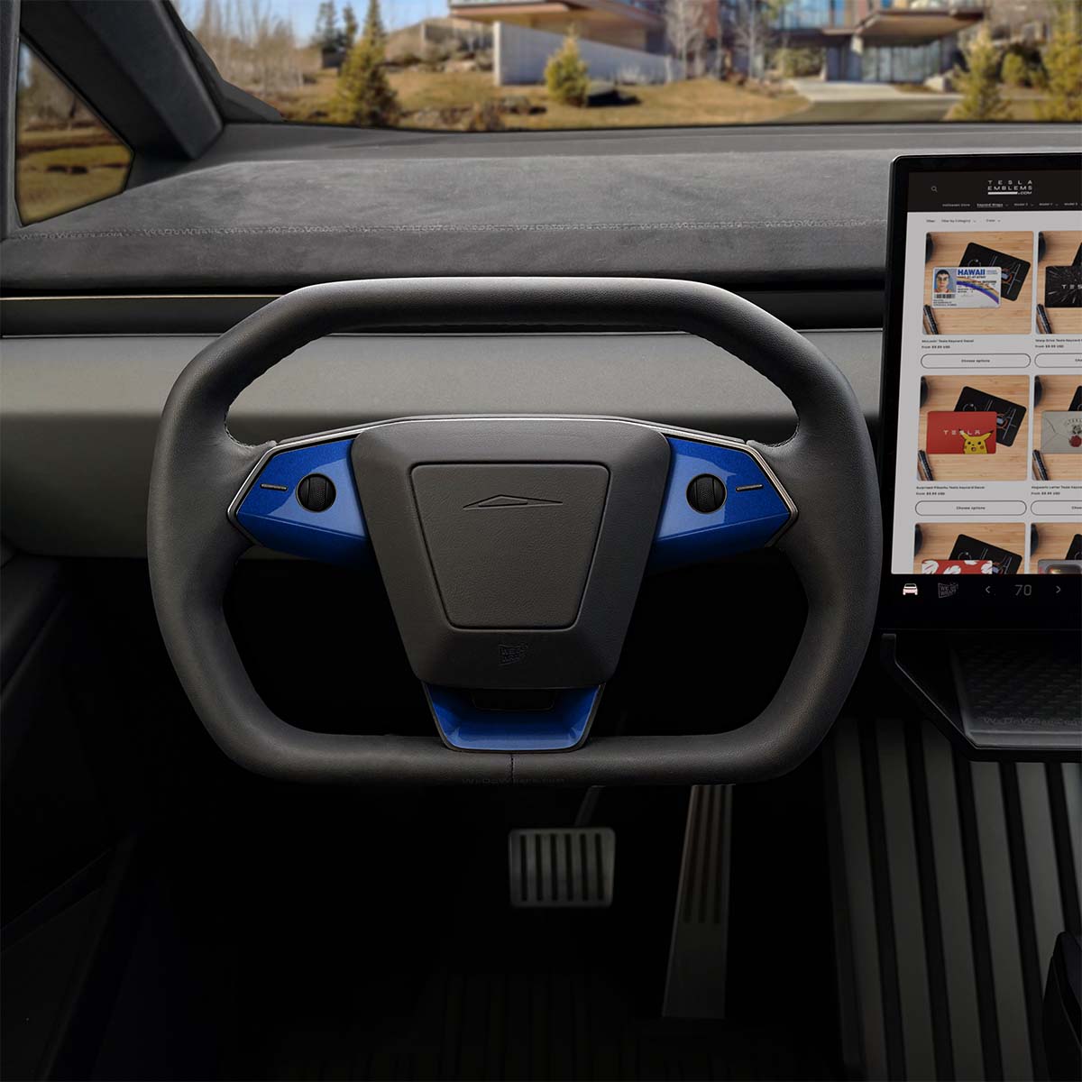 3M Deep Blue Metallic Tesla Steering Wheel Trim Decal Kit (3pcs) | Cybertruck