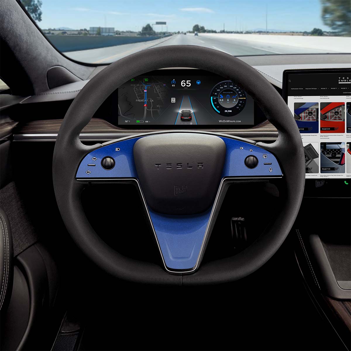 3M Deep Blue Metallic Tesla Steering Wheel Trim Decal Kit (3pcs) | Model S ’21-26