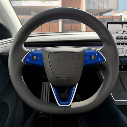3M Deep Blue Metallic Tesla Steering Wheel Trim Decal Kit (3pcs) | Model 3