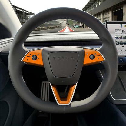 3M Gloss Deep Orange Tesla Steering Wheel Trim Decal Kit (3pcs) | Model 3