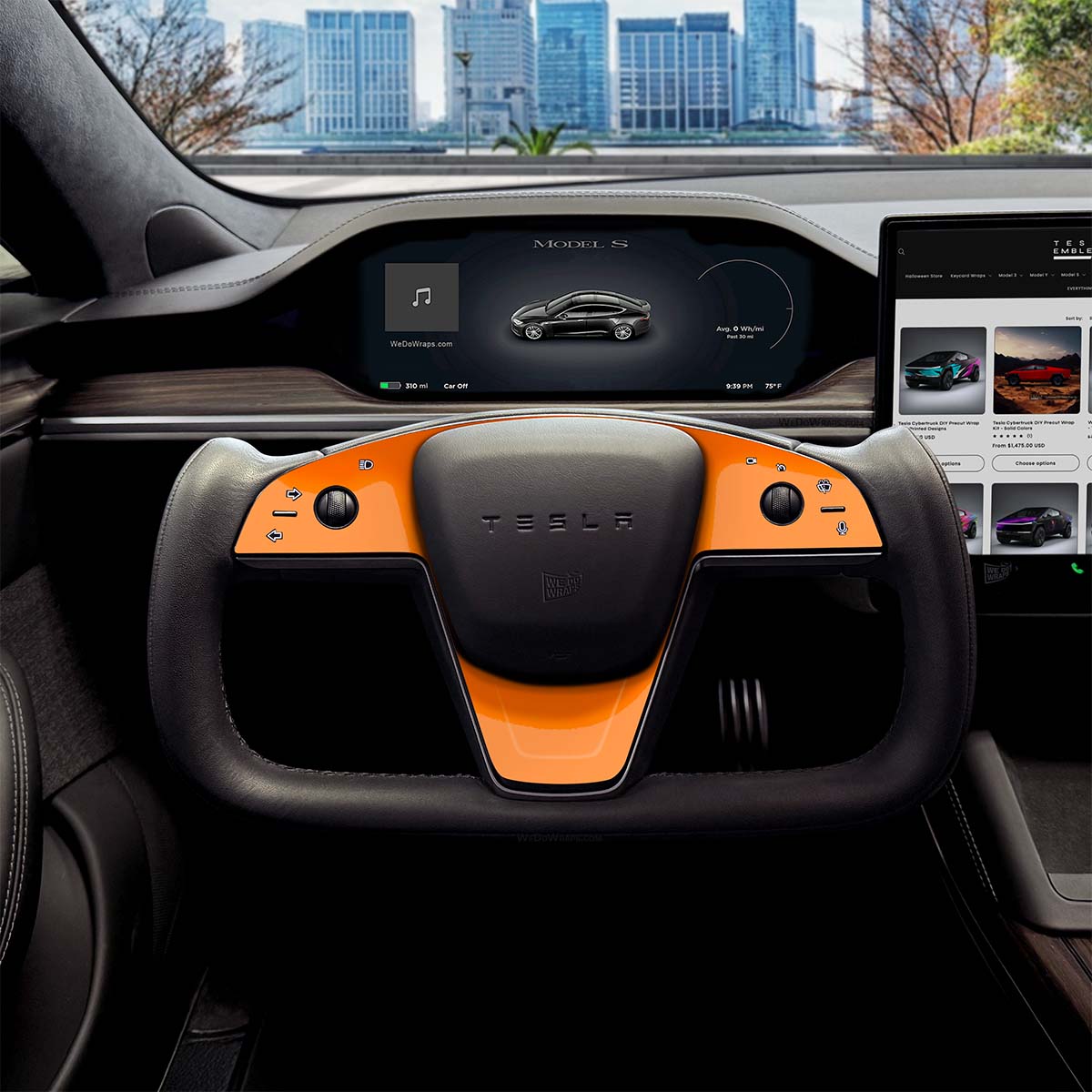 3M Gloss Deep Orange Tesla Steering Wheel Trim Decal Kit (3pcs) | Model X ’21-26