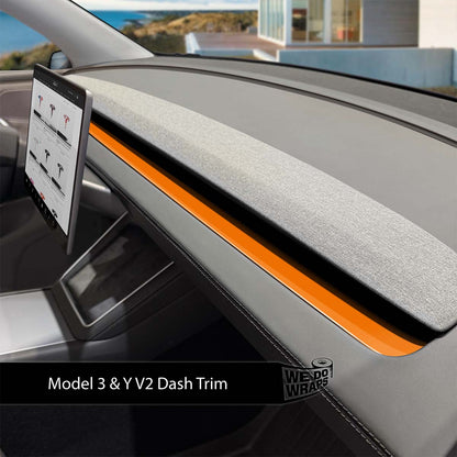 3M Gloss Deep Orange Tesla Dash Trim Wrap | Model 3 ’24-26 Refresh