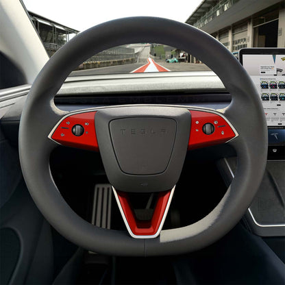 3M Gloss Dragon Fire Red Tesla Steering Wheel Trim Decal Kit (3pcs) | Model 3