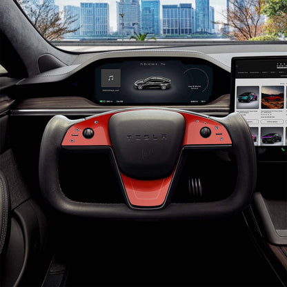 3M Gloss Dragon Fire Red Tesla Steering Wheel Trim Decal Kit (3pcs) | Model S ’21-26