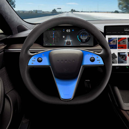 3M Gloss Fire Blue Tesla Steering Wheel Trim Decal Kit (3pcs) | Model X ’21-26