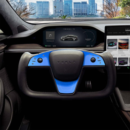 3M Gloss Fire Blue Tesla Steering Wheel Trim Decal Kit (3pcs) | Model X ’21-26