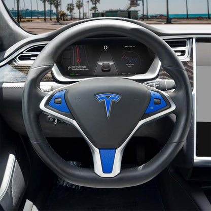 3M Gloss Fire Blue Tesla Steering Wheel Wrap | Model S