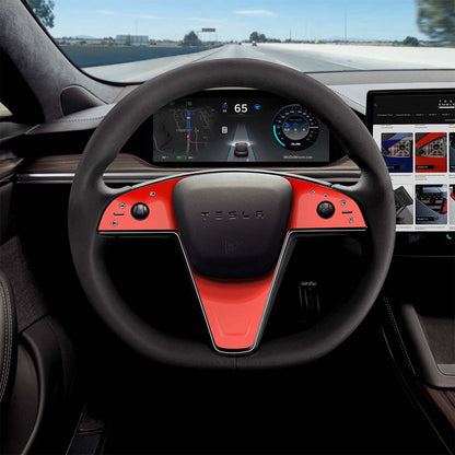 3M Gloss Hot Rod Red Tesla Steering Wheel Trim Decal Kit (3pcs) | Model X ’21-26
