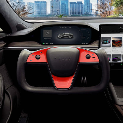 3M Gloss Hot Rod Red Tesla Steering Wheel Trim Decal Kit (3pcs) | Model S ’21-26
