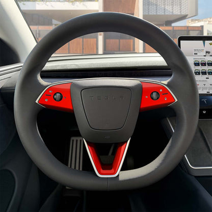 3M Gloss Hot Rod Red Tesla Steering Wheel Trim Decal Kit (3pcs) | Model 3