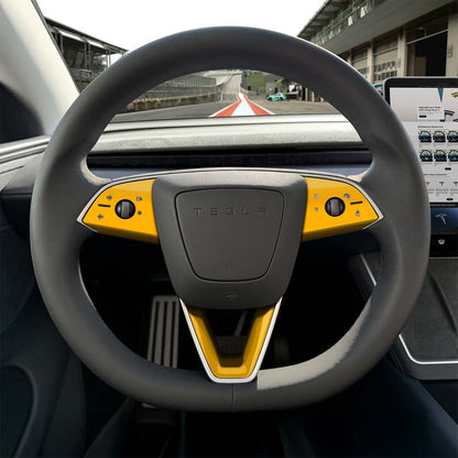 3M Gloss Sunflower Yellow Tesla Steering Wheel Trim Decal Kit (3pcs) | Model 3