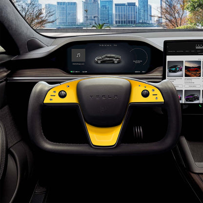 3M Gloss Sunflower Yellow Tesla Steering Wheel Trim Decal Kit (3pcs) | Model X ’21-26