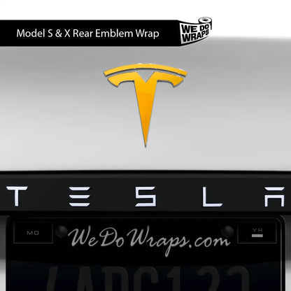 3M Gloss Sunflower Yellow Tesla Emblem Decals (Front + Back) | Model X