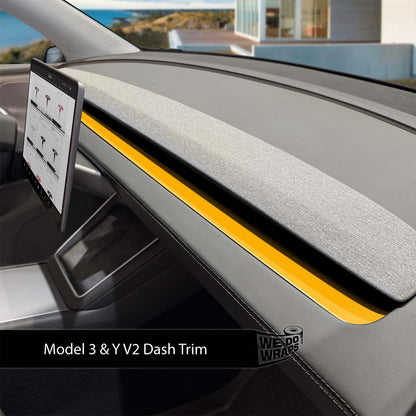 3M Gloss Sunflower Yellow Tesla Dash Trim Wrap | Model Y 2026