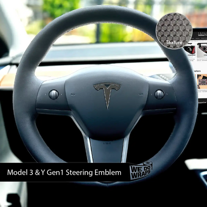 3M Matrix Black Tesla Steering Wheel Wrap | M3 2017-Jan 2024