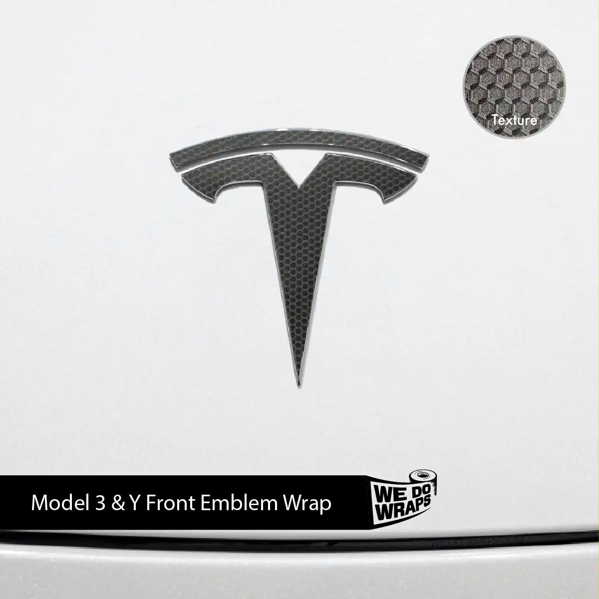 3M Matrix Black Tesla Emblem Decals (Front + Back) | Model Y