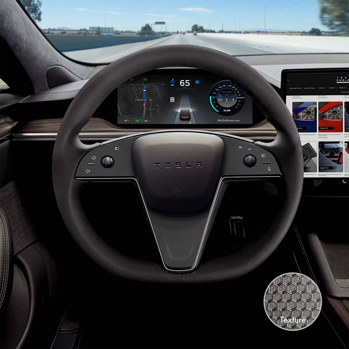 3M Matrix Black Tesla Steering Wheel Trim Decal Kit (3pcs) | Model S ’21-26