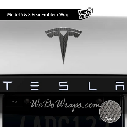 3M Matrix Black Tesla Emblem Decals (Front + Back) | Model X