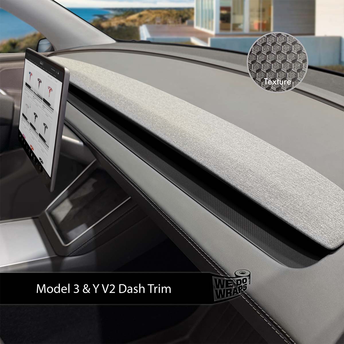3M Matrix Black Tesla Dash Trim Wrap | Model Y 2026