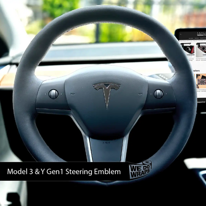 3M Matte Black Metallic Tesla Steering Wheel Wrap | M3 2017-Jan 2024