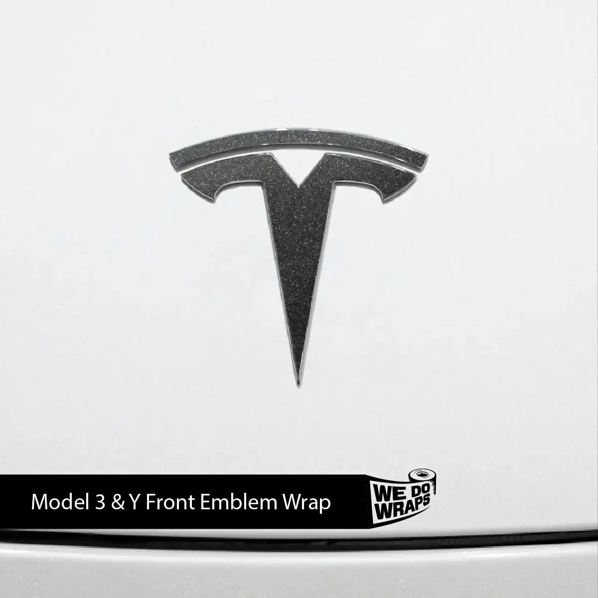 3M Matte Black Metallic Tesla Emblem Decals (Front + Back) | Model 3