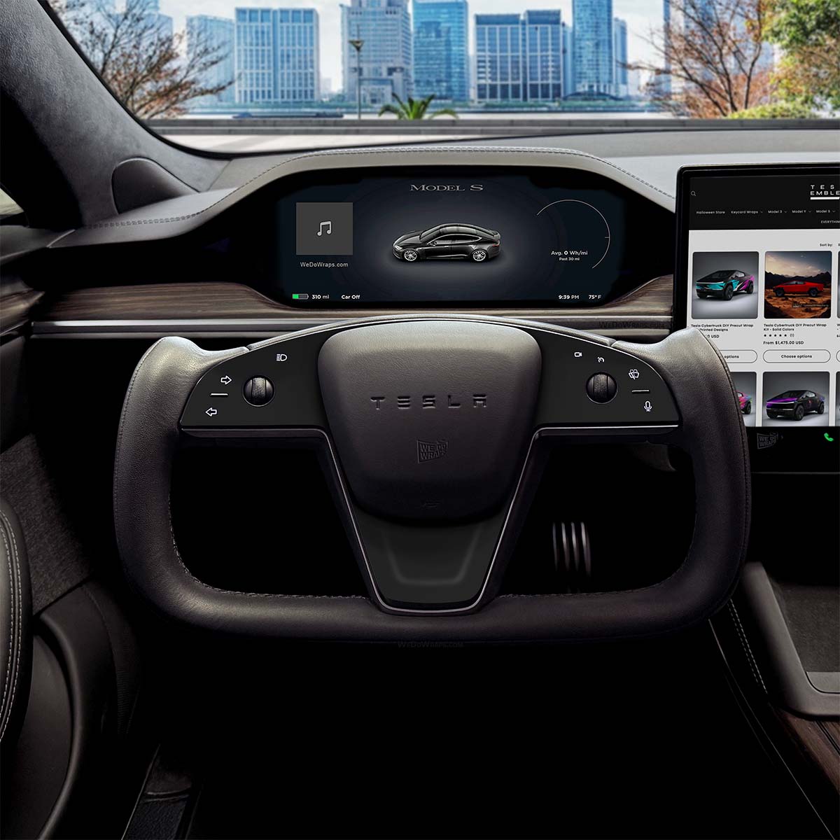 3M Matte Black Metallic Tesla Steering Wheel Trim Decal Kit (3pcs) | Model X ’21-26