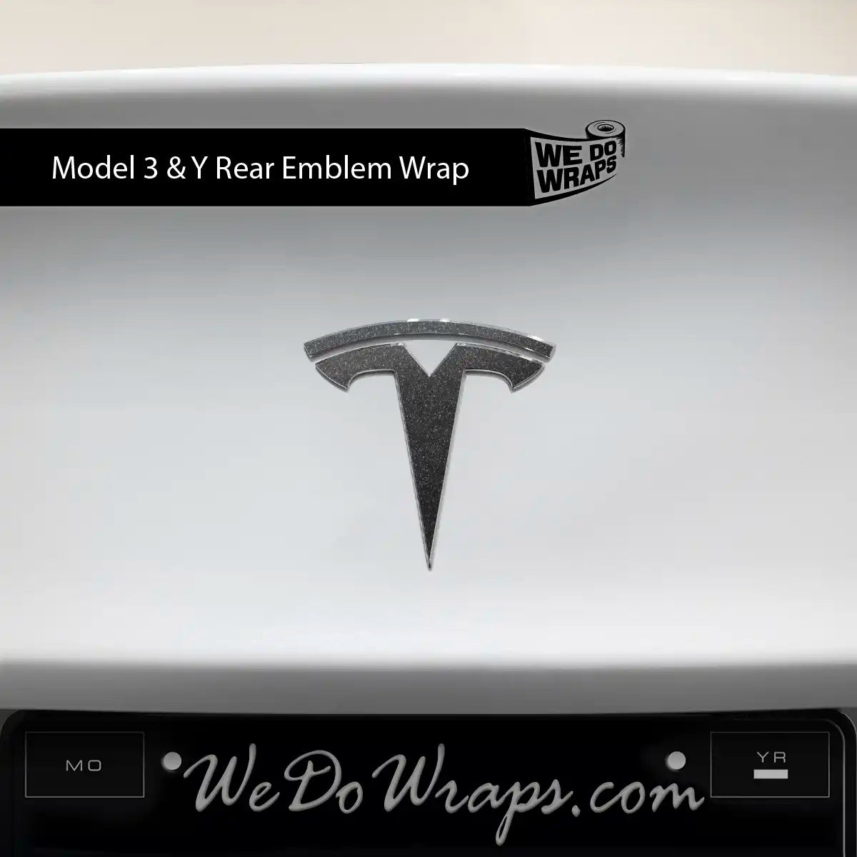 3M Matte Black Metallic Tesla Emblem Decals (Front + Back) | Model 3